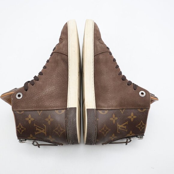 Louis Vuitton Men's Size 6.5 Brown Nubuck Leather and Monogram Leather Line Up - Picture 6 of 12